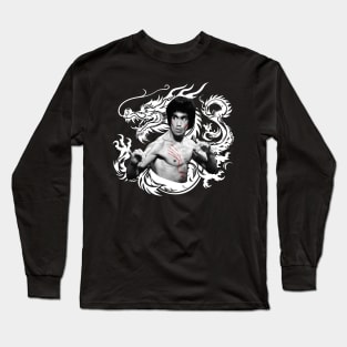 Bruce Lee in Enter The Dragon (White Version) Long Sleeve T-Shirt